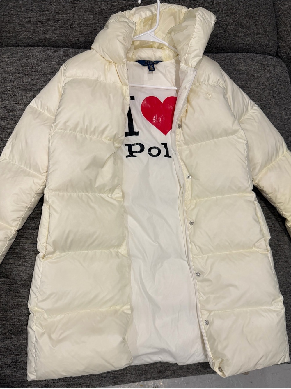 Ralph Lauren Cream Long Down Puffer Coat